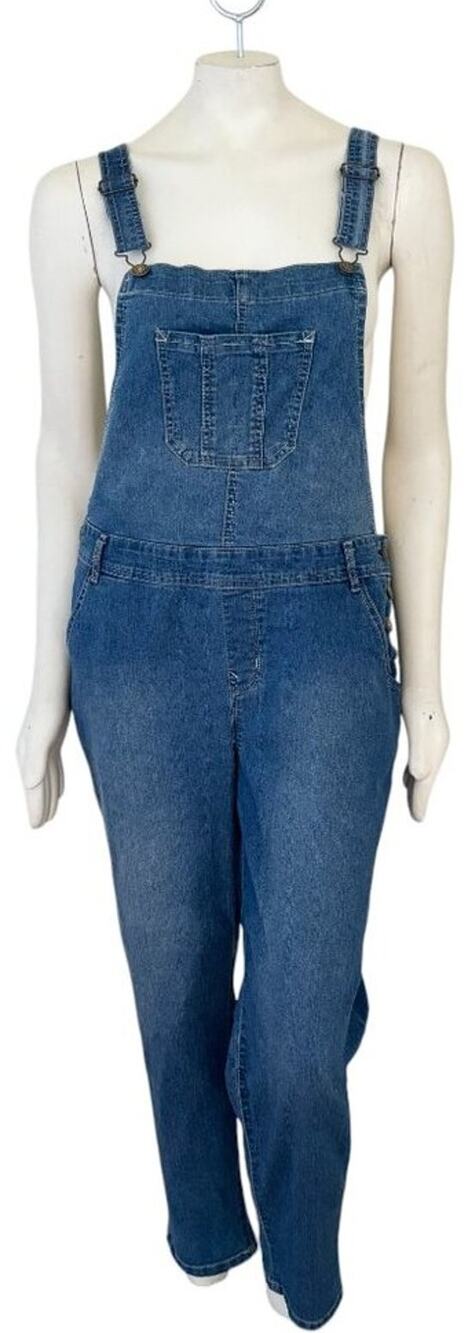 ANGELS FOREVER YOUNG Convertible Straps Signature Denim Stretch Overalls SZ M
